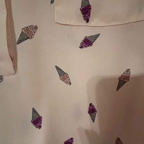 Torrid Pale Pink Blouse with Purple Ice Cream Cone Pattern - Picture 4 of 13